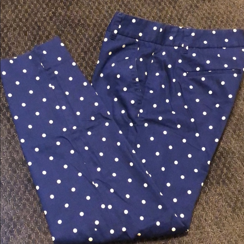 J crew polka dotted trousers